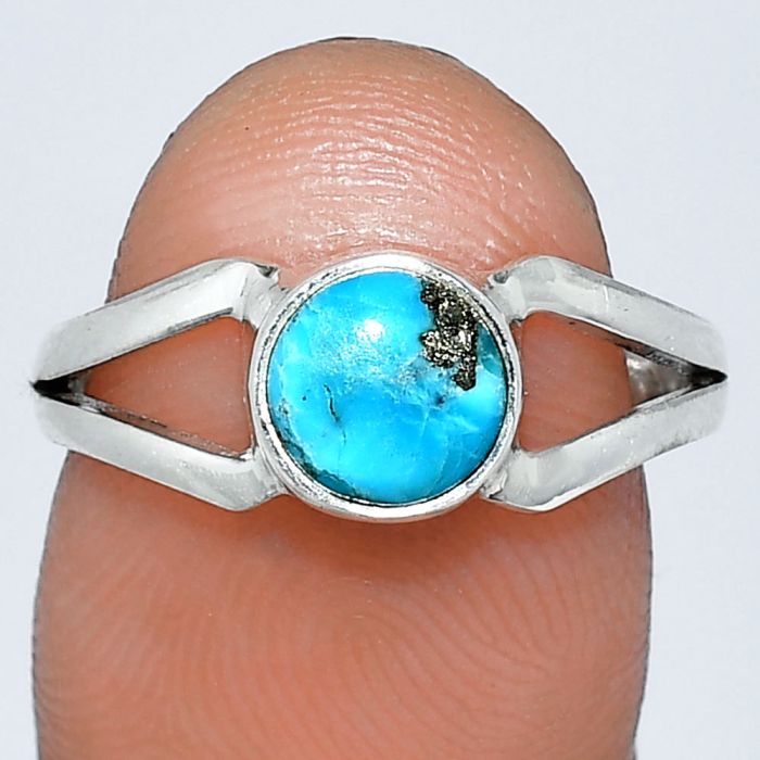 Kingman Turquoise With Pyrite Ring size-7.5 SDR242046 R-1505, 7x7 mm