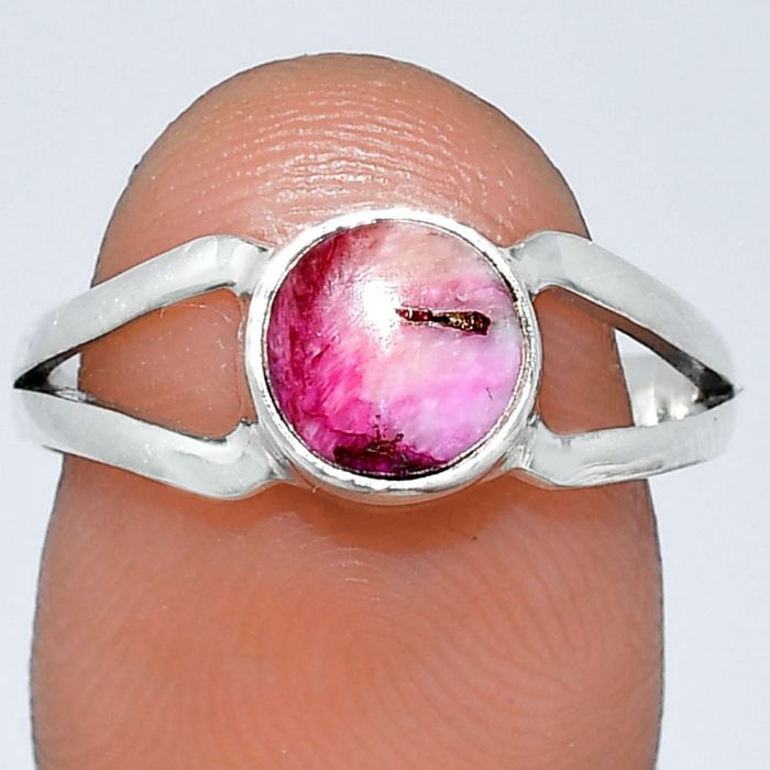 Kingman Pink Dahlia Turquoise Ring size-8 SDR242053 R-1505, 7x7 mm