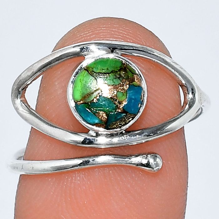 Evil Eye - Blue Turquoise In Green Mohave Ring size-7.5 SDR242132 R-1254, 7x7 mm