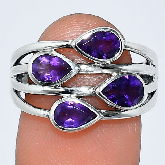 African Amethyst Ring size-7.5 SDR242134 R-1030, 4x6 mm