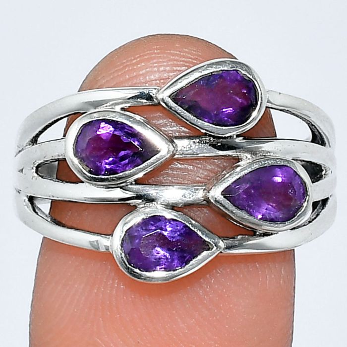 African Amethyst Ring size-8.5 SDR242135 R-1030, 4x6 mm