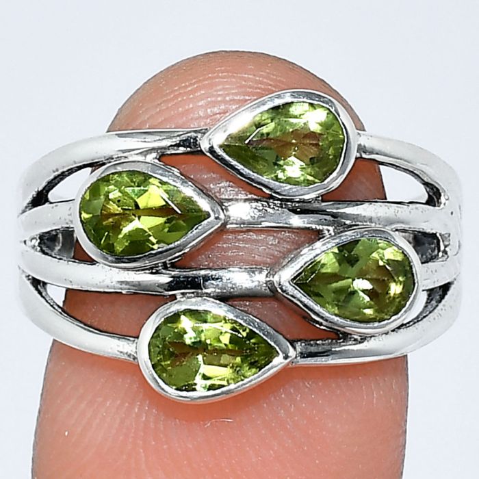 Peridot Ring size-8 SDR242136 R-1030, 4x6 mm