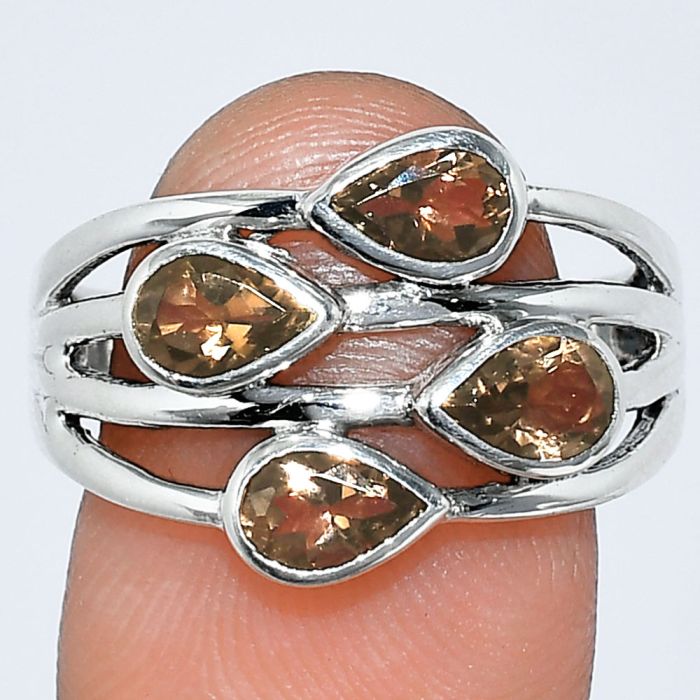 Smoky Quartz Ring size-8.5 SDR242139 R-1030, 4x6 mm