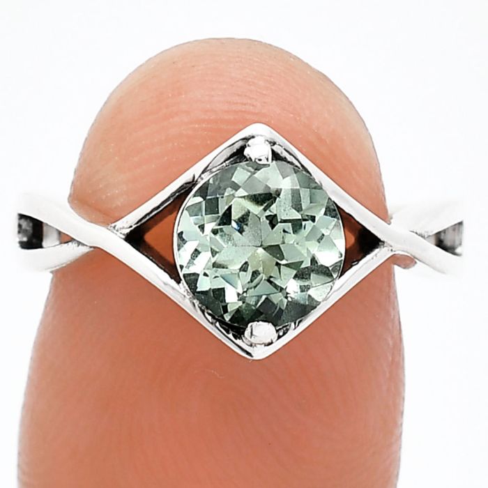 Prasiolite (Green Amethyst) Ring size-7.5 SDR242145 R-1026, 7x7 mm