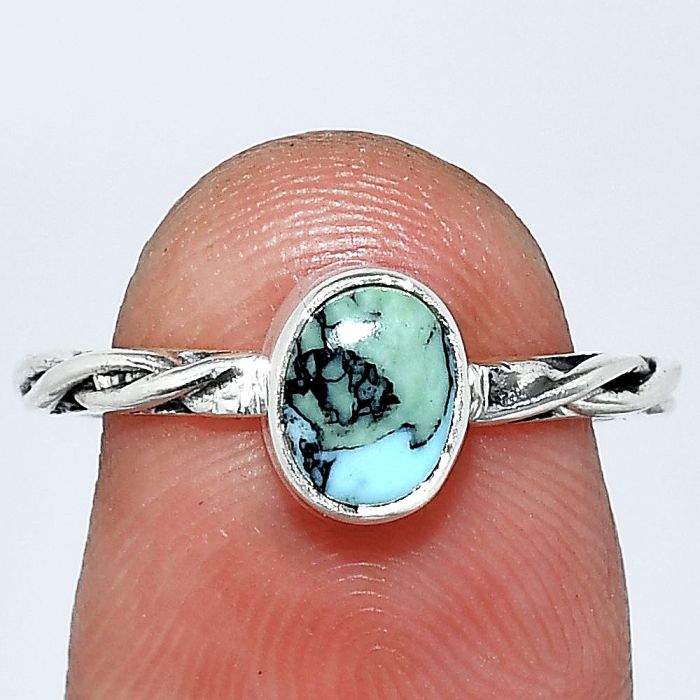 Lucky Charm Tibetan Turquoise Ring size-6 SDR242153 R-1213, 5x7 mm