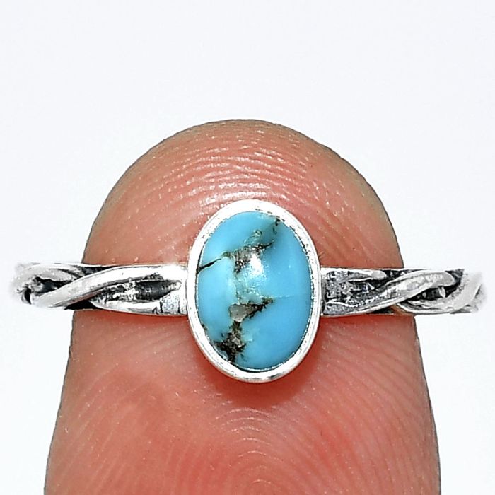 Natural Turquoise Morenci Mine Ring size-7 SDR242202 R-1213, 5x7 mm