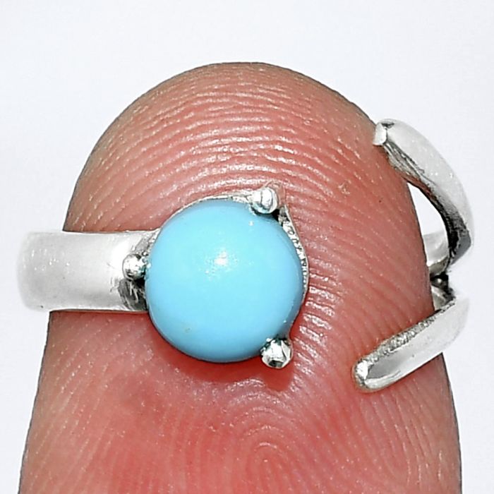 Adjustable - Sleeping Beauty Turquoise Ring size-5 SDR242222 R-1176, 6x6 mm