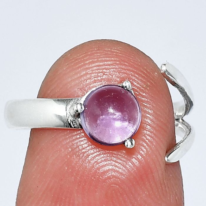 Adjustable - Amethyst Cab Ring size-7.5 SDR242239 R-1176, 6x6 mm