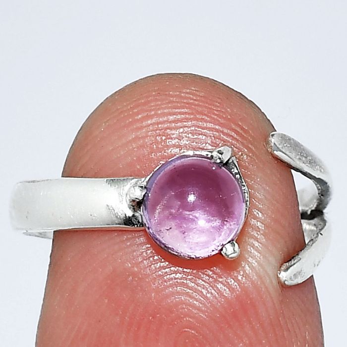 Adjustable - Amethyst Cab Ring size-7 SDR242240 R-1176, 6x6 mm