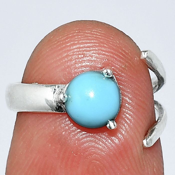 Adjustable - Sleeping Beauty Turquoise Ring size-5 SDR242242 R-1176, 6x6 mm