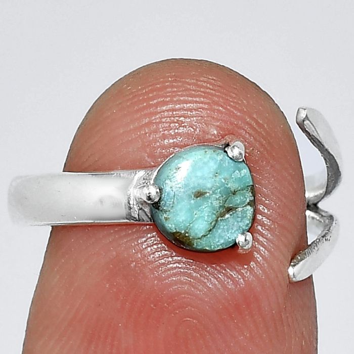 Adjustable - Natural Rare Turquoise Nevada Aztec Mt Ring size-7.5 SDR242246 R-1176, 6x6 mm