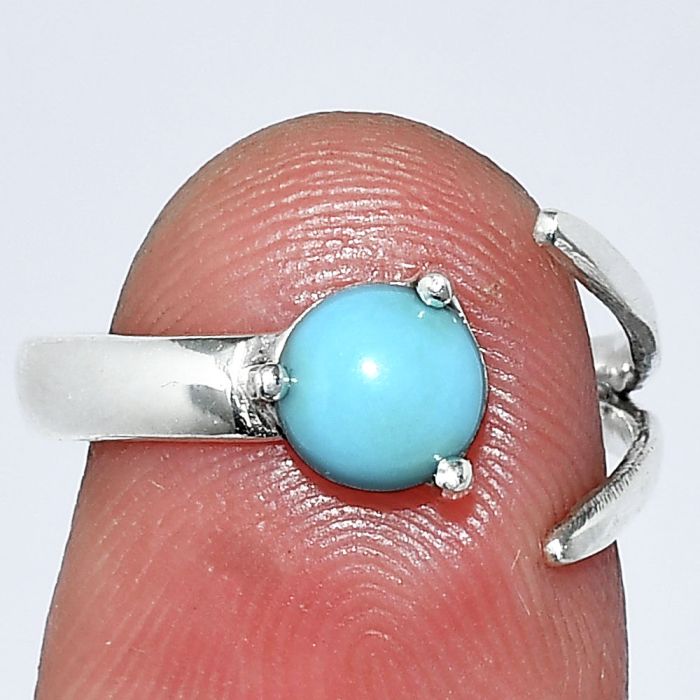 Adjustable - Sleeping Beauty Turquoise Ring size-7 SDR242251 R-1176, 6x6 mm