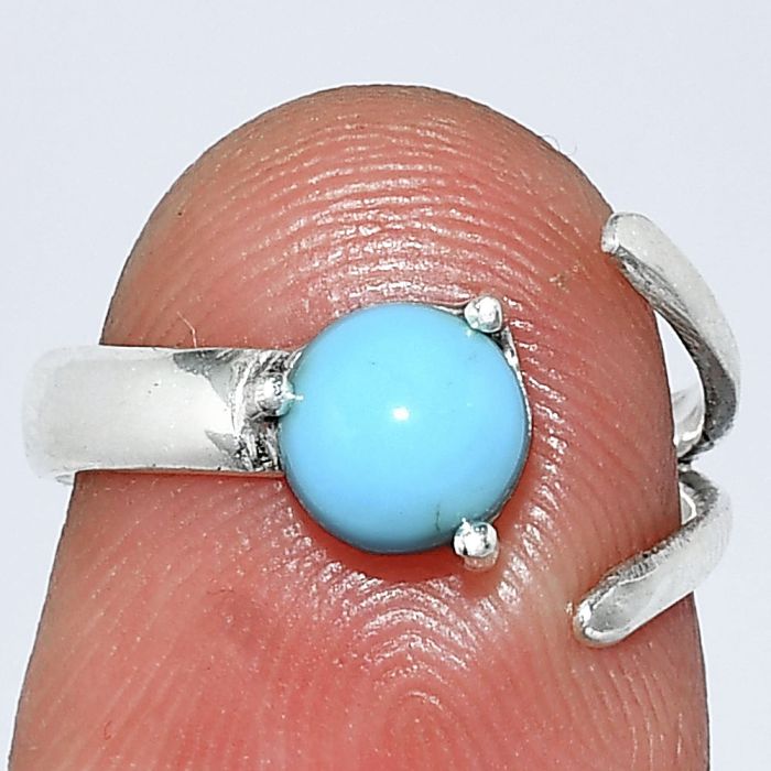 Adjustable - Sleeping Beauty Turquoise Ring size-5 SDR242252 R-1176, 6x6 mm