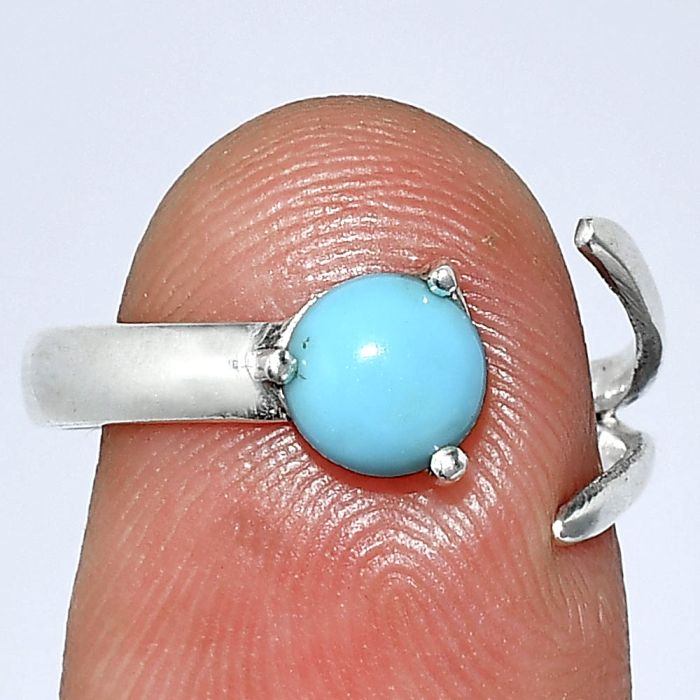 Adjustable - Sleeping Beauty Turquoise Ring size-7 SDR242254 R-1176, 6x6 mm