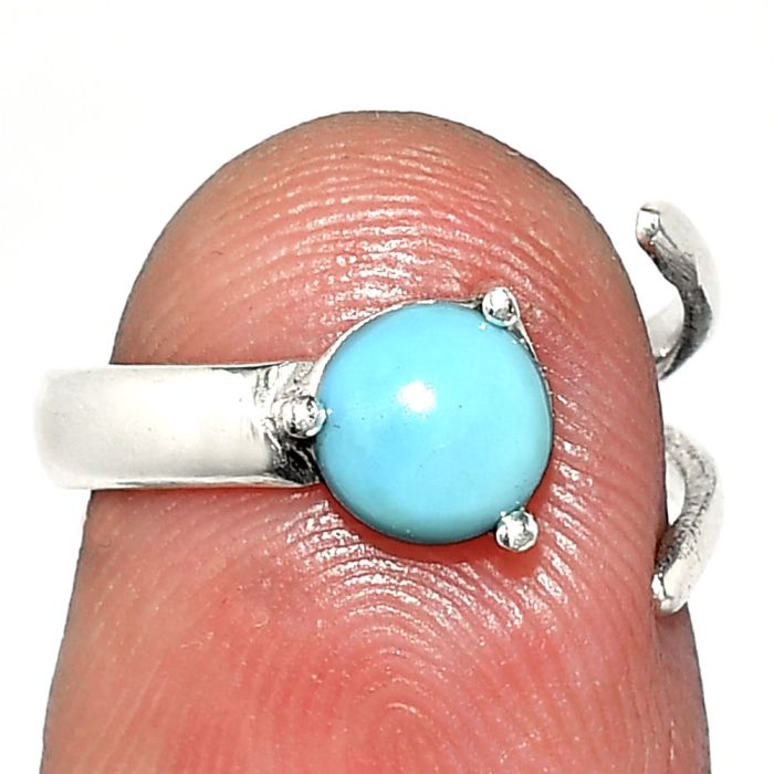 Adjustable - Sleeping Beauty Turquoise Ring size-5 SDR242260 R-1176, 6x6 mm