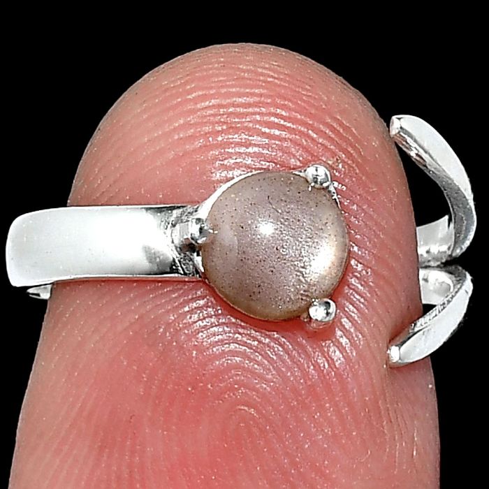 Adjustable - Peach Moonstone Ring size-7 SDR242266 R-1176, 6x6 mm