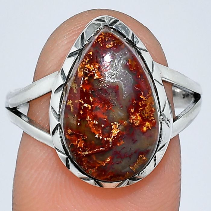 Red Moss Agate Ring size-9 SDR242287 R-1074, 11x16 mm