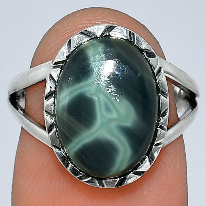 Spider Web Obsidian Ring size-7 SDR242289 R-1074, 10x14 mm