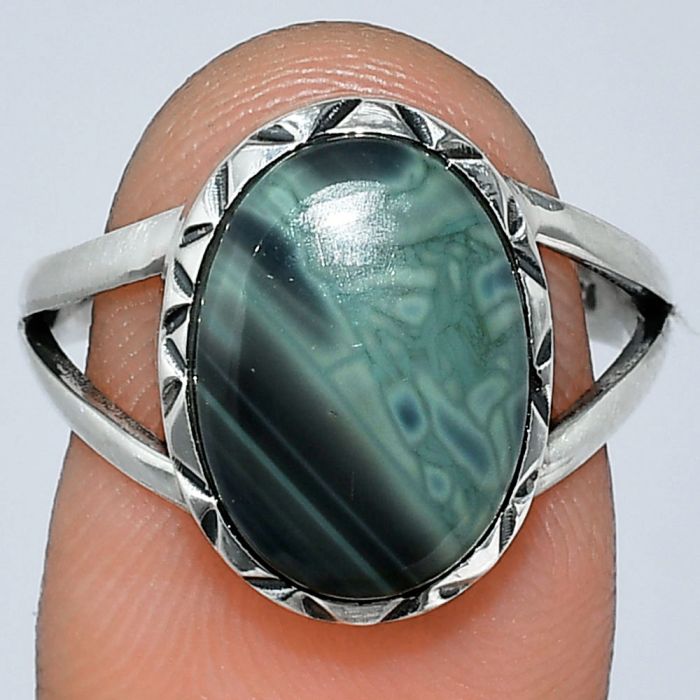 Spider Web Obsidian Ring size-8 SDR242295 R-1074, 10x14 mm