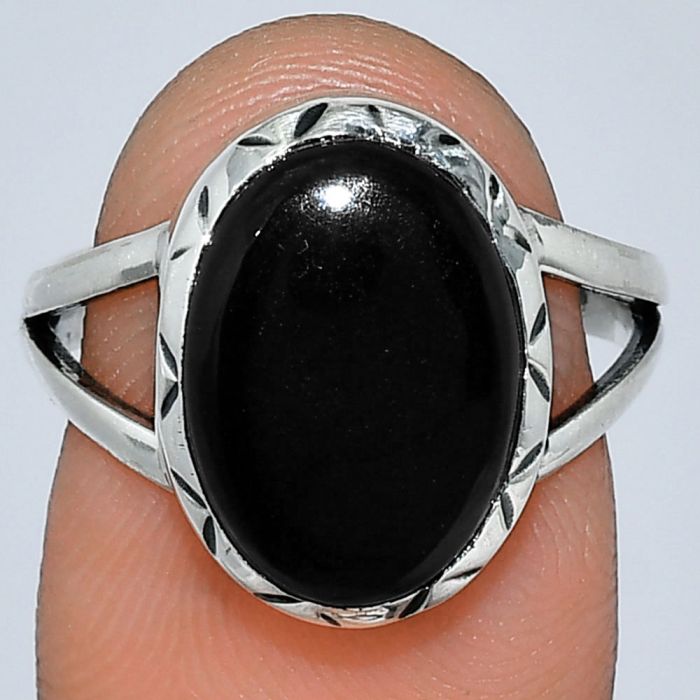 Black Onyx Ring size-7.5 SDR242296 R-1074, 10x14 mm