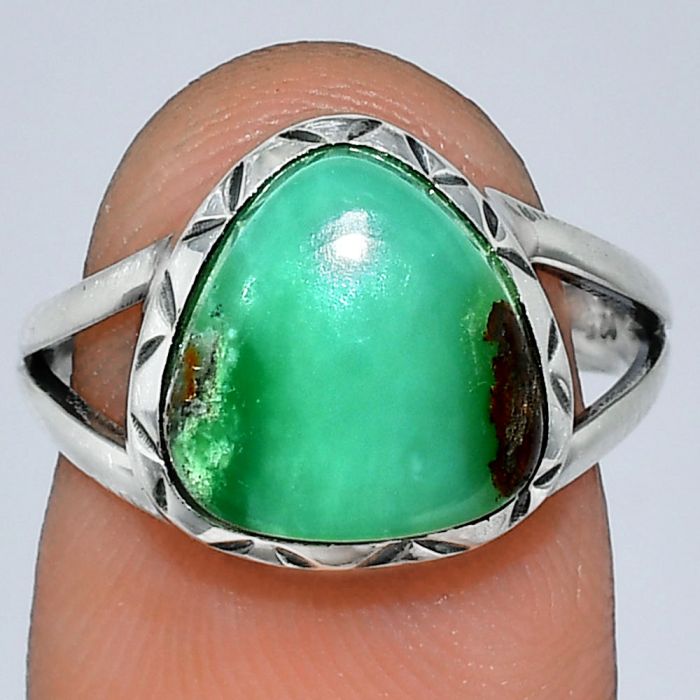 Boulder Chrysoprase Ring size-7 SDR242302 R-1074, 11x11 mm