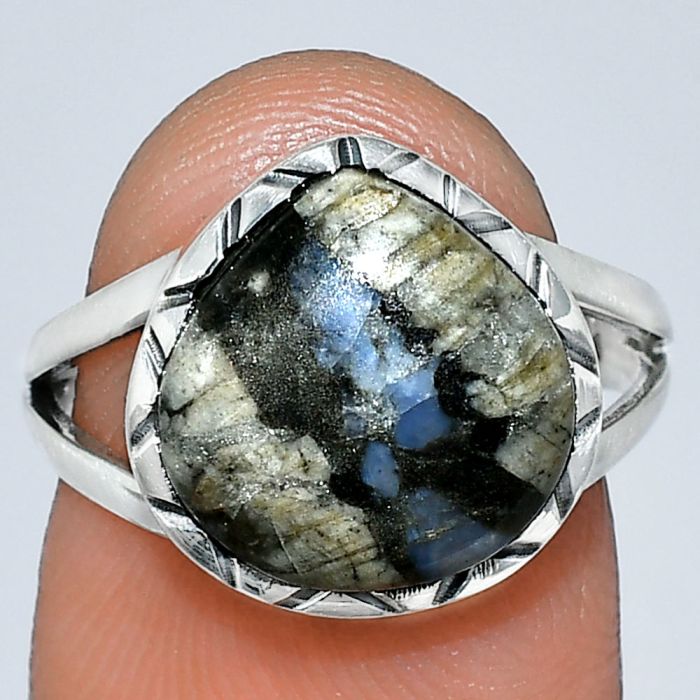 Llanite Blue Opal Crystal Sphere Ring size-7 SDR242339 R-1074, 12x12 mm