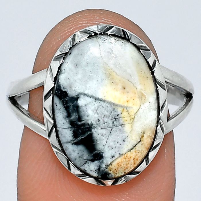 Maligano Jasper Ring size-9 SDR242346 R-1074, 11x16 mm