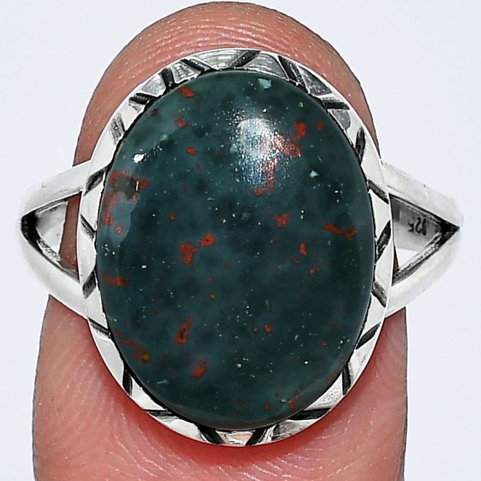 Blood Stone Ring size-9 SDR242350 R-1074, 12x16 mm