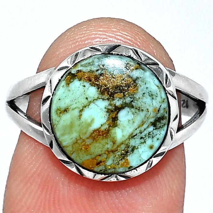 Natural Turquoise Morenci Mine Ring size-7.5 SDR242352 R-1074, 11x11 mm