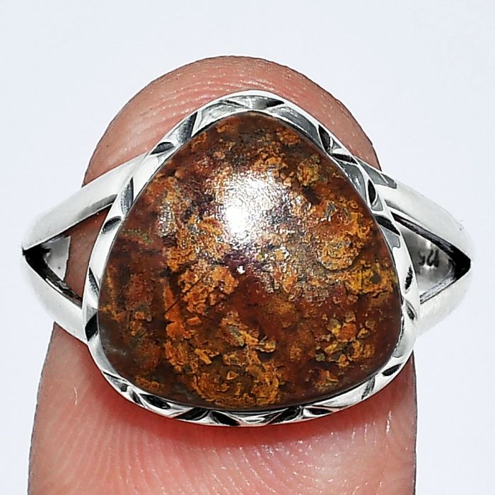 Red Moss Agate Ring size-8 SDR242357 R-1074, 13x13 mm