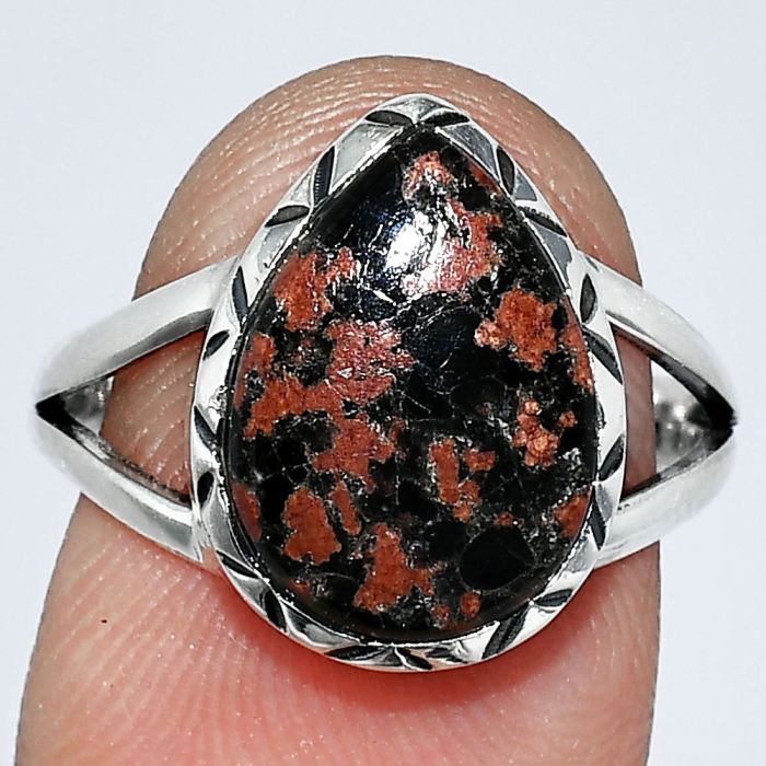 Fireworks Obsidian Ring size-8 SDR242376 R-1074, 10x14 mm