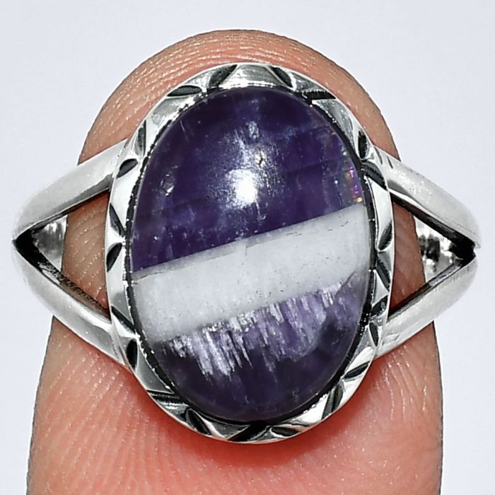 Chevron Amethyst Ring size-8 SDR242378 R-1074, 10x14 mm