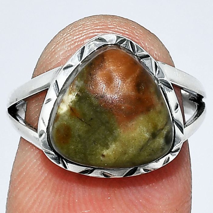 Rhyolite - Rainforest Jasper Ring size-7 SDR242379 R-1074, 11x11 mm