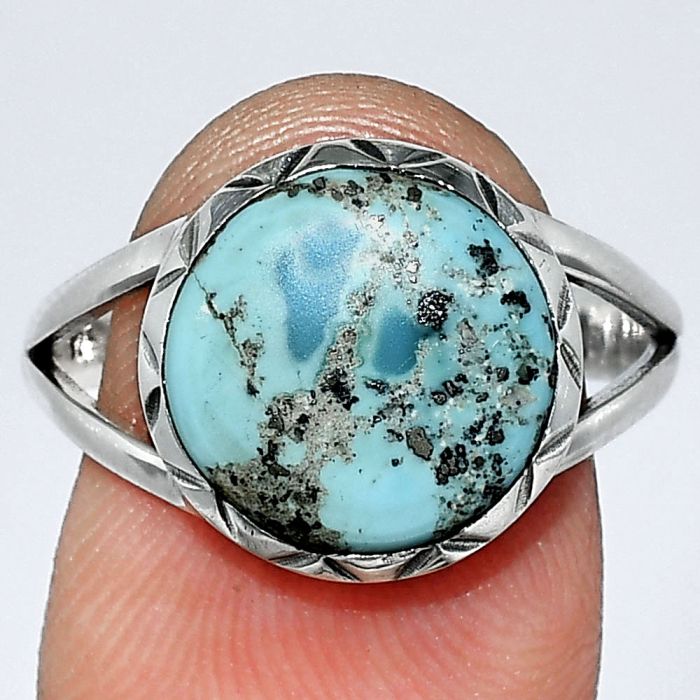 Natural Turquoise Morenci Mine Ring size-9 SDR242380 R-1074, 12x12 mm