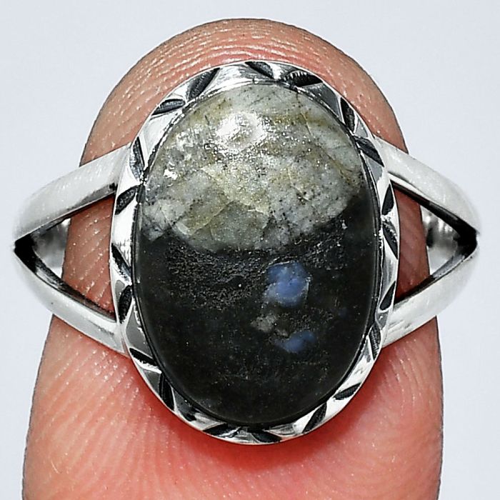 Llanite Blue Opal Crystal Sphere Ring size-8 SDR242386 R-1074, 10x14 mm