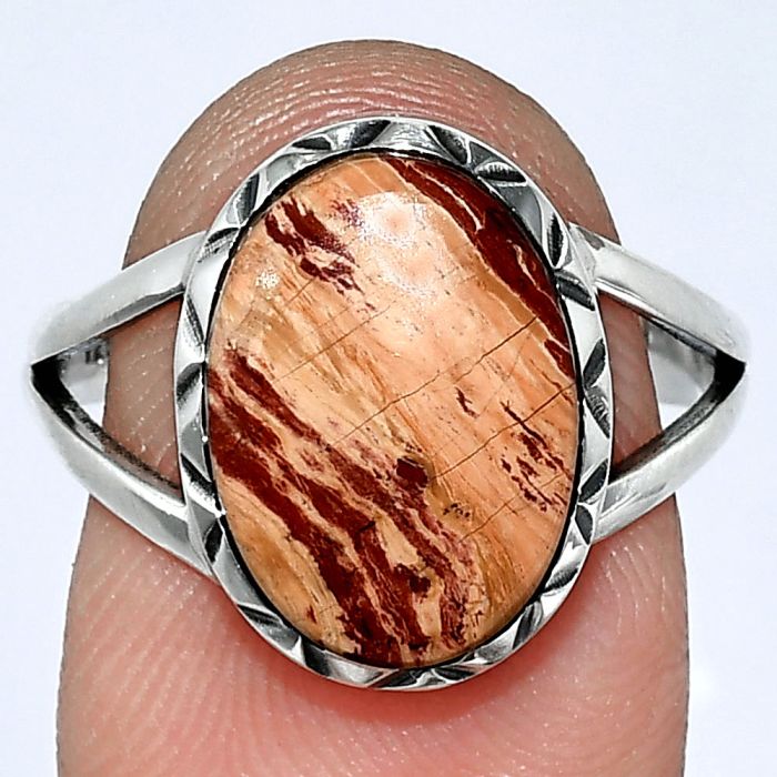 Snake Skin Jasper Ring size-8.5 SDR242390 R-1074, 10x14 mm