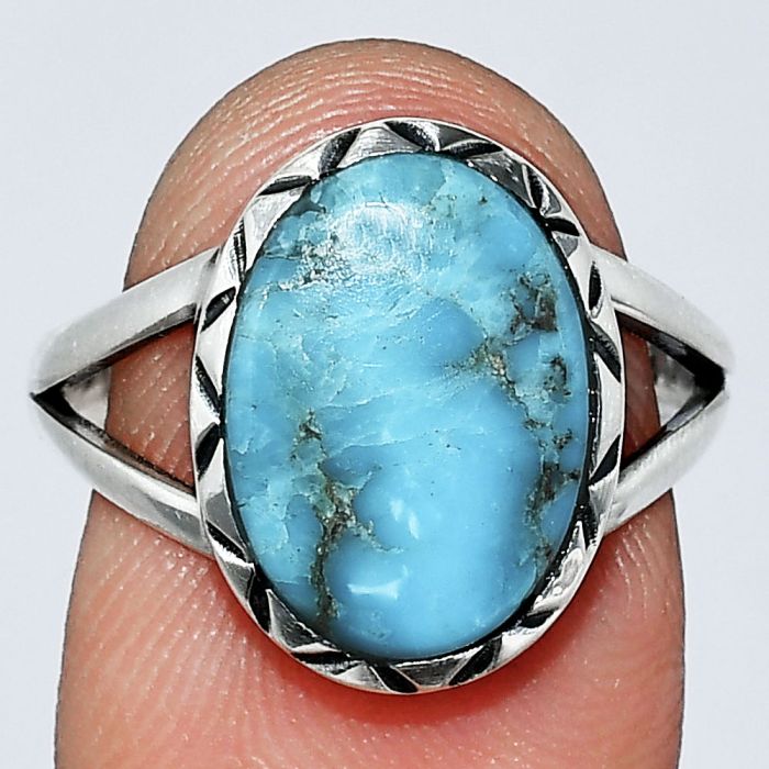 Natural Turquoise Morenci Mine Ring size-8 SDR242393 R-1074, 10x14 mm