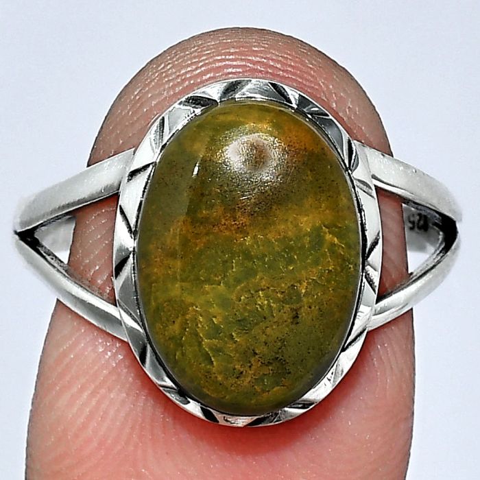 Rhyolite - Rainforest Jasper Ring size-9 SDR242399 R-1074, 10x14 mm