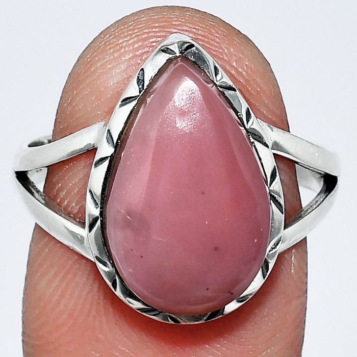 Guava Quartz Ring size-8.5 SDR242404 R-1074, 10x16 mm