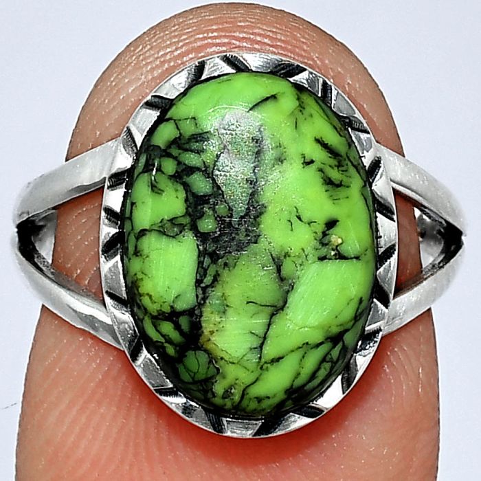 Green Matrix Turquoise Ring size-7 SDR242407 R-1074, 10x14 mm