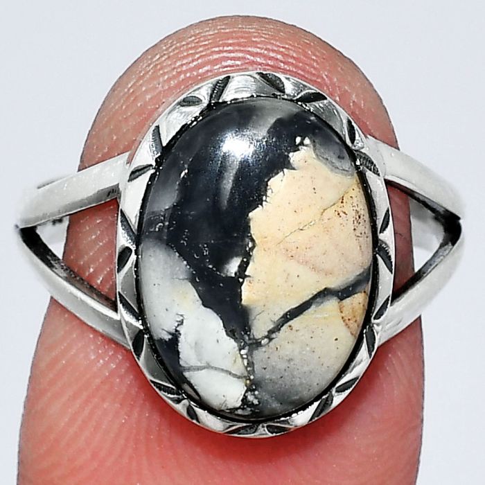 Maligano Jasper Ring size-8 SDR242411 R-1074, 10x14 mm