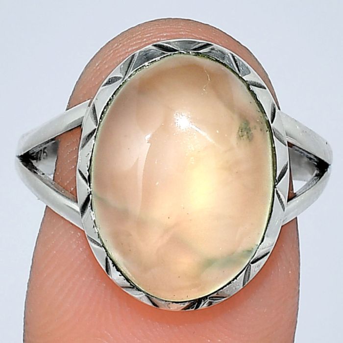 Prehnite Ring size-9 SDR242453 R-1074, 12x16 mm