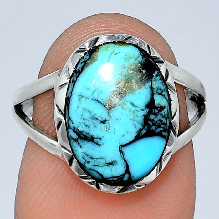 Lucky Charm Tibetan Turquoise Ring size-7 SDR242456 R-1074, 10x14 mm