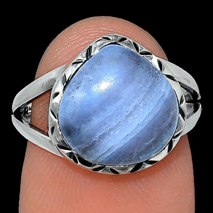 Blue Lace Agate Ring size-7 SDR242466 R-1074, 12x12 mm