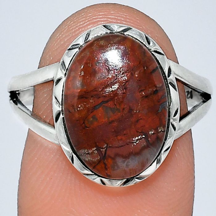 Red Moss Agate Ring size-8.5 SDR242477 R-1074, 10x14 mm