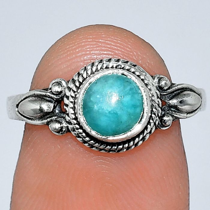 Paraiba Amazonite Ring size-7.5 SDR242490 R-1345, 6x6 mm