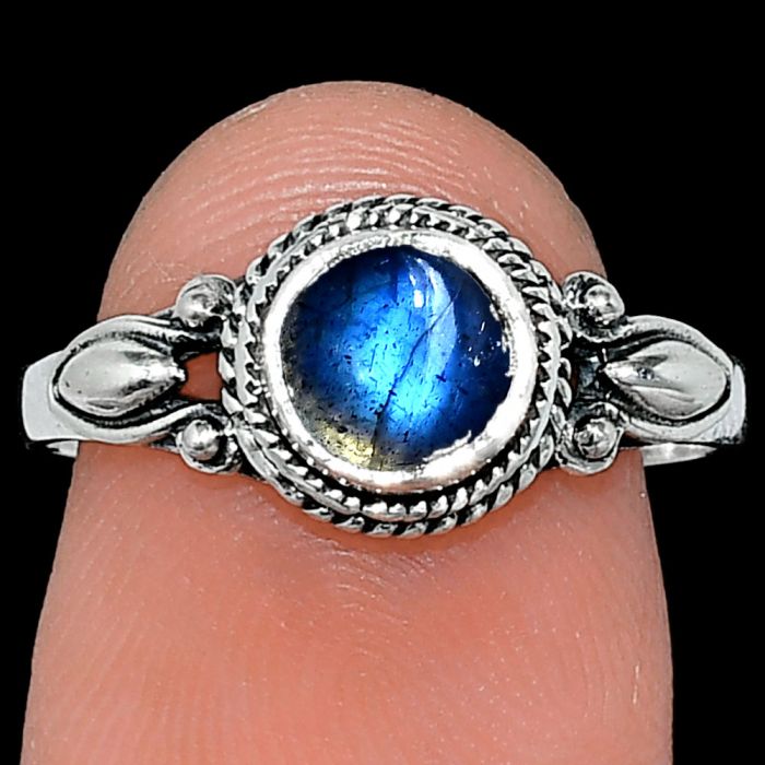 Blue Fire Labradorite Ring size-7.5 SDR242519 R-1345, 6x6 mm