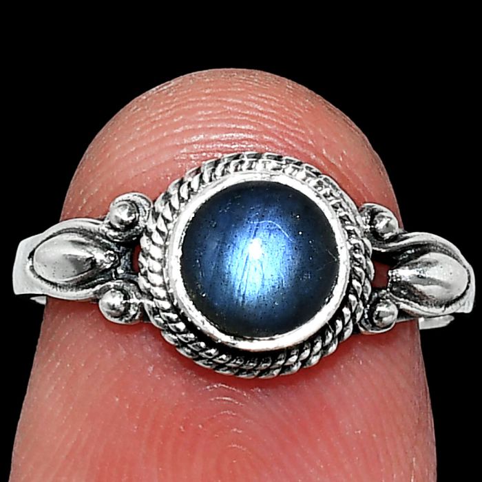 Blue Fire Labradorite Ring size-7 SDR242559 R-1345, 6x6 mm