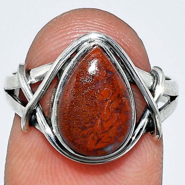 Red Moss Agate Ring size-7.5 SDR242562 R-1054, 8x12 mm