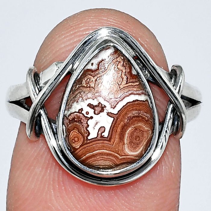 Laguna Lace Agate Ring size-8 SDR242566 R-1054, 9x13 mm